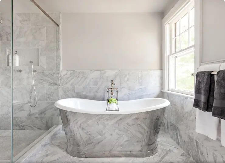 Bồn tắm có họa tiết Marble tạo ấn tượng mạnh mẽ cho cho khách hàng