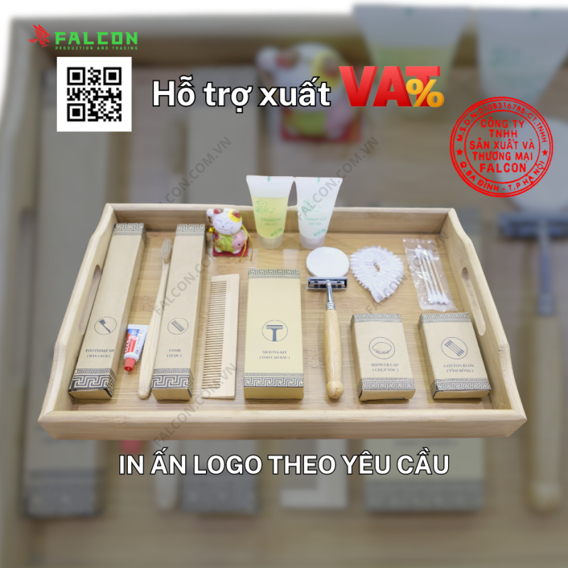 Bộ amenities khách sạn giá rẻ cao cấp túi trắng hộp kraft nâu
