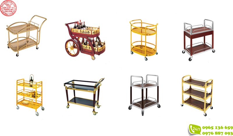 Các loại xe đẩy phục vụ chuyên dùng trong khách sạn, nhà hàng Các loại xe đẩy phục vụ chuyên dùng trong khách sạn, nhà hàng