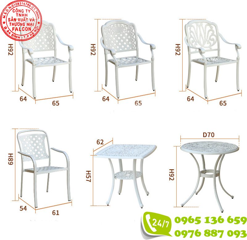 Một số kích thước bàn ghế ngoài trời cơ bản