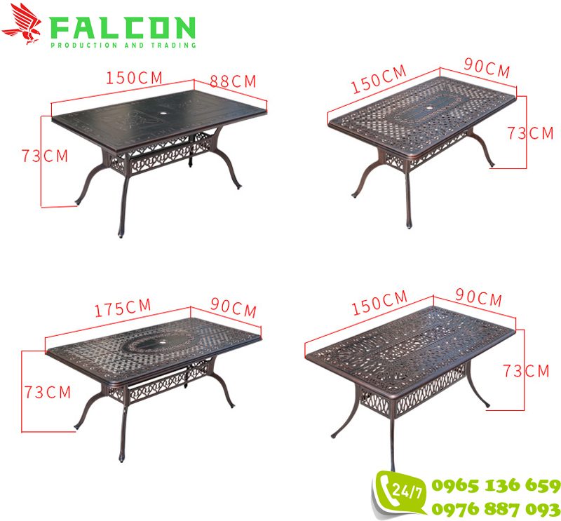 Kích thước bàn hình chữ nhật
