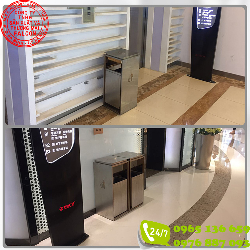 Thùng rác khách sạn chất liệu inox cao cấp