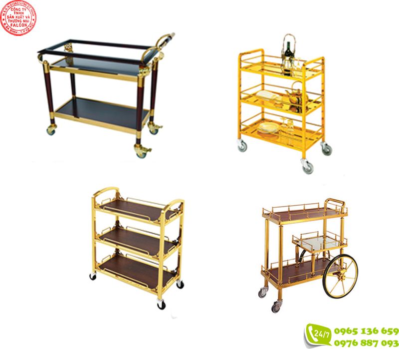 Xe đẩy phục vụ đồ ăn trong nhà hàng, khách sạn