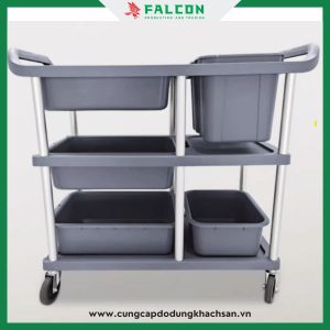 Xe đẩy thu gọn thức ăn với 4 bánh xe di chuyển xoay 360 độ linh hoạt